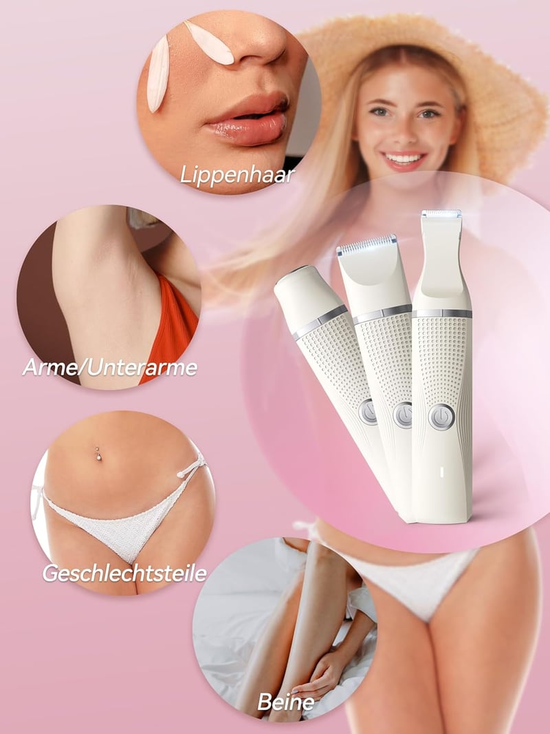 unibono Női Elektromos Borotva Szett Multifunkcionális, Intim Borotválkozáshoz, Lábra, Karra, Bikini Területre, Vízálló USB-C Töltős