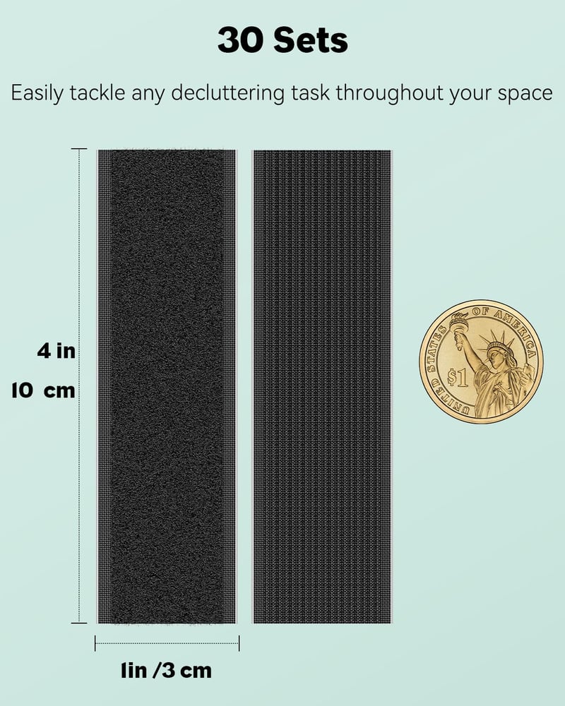 Uniclife 30 db Tépőzár Szalag 3x10 cm Öntapadós Ragasztós Fali Rögzítés