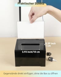 Uniclife Čierna akrylová darovacia schránka so zámkom a držiakom na lístky, 15,7 x 11,9 x 10,2 cm, box na hlasovanie a návrhy 3
