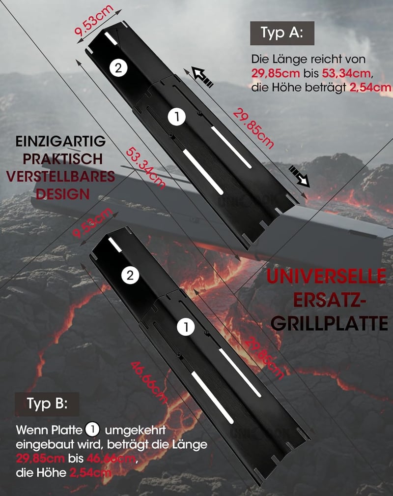 Unicook 30-53 cm-es állítható gázgrill égőfedél 3 db Weber Spirit kompatibilis