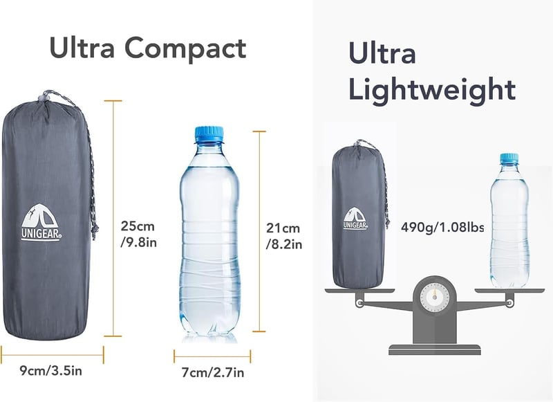 Unigear 500 g Ultralight felfújható levegős kemping matrac szürke, kis csomagméretű, vízálló csúszásgátló túrázáshoz