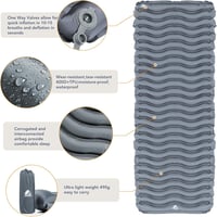 Unigear 500 g Ultralight felfújható levegős kemping matrac szürke, kis csomagméretű, vízálló csúszásgátló túrázáshoz 4