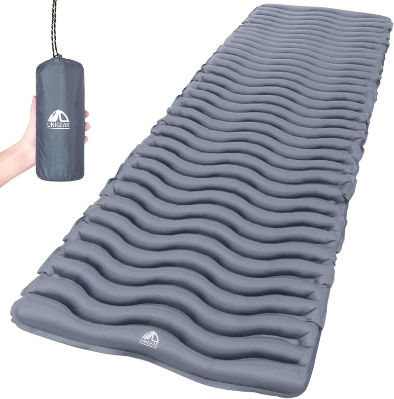 Unigear 500 g Ultralight felfújható levegős kemping matrac szürke, kis csomagméretű, vízálló csúszásgátló túrázáshoz