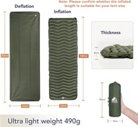 Unigear Sac de dormit de camping, saltea gonflabilă, impermeabil, ușor, verde, pentru exterior. 2