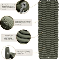 Unigear Sac de dormit de camping, saltea gonflabilă, impermeabil, ușor, verde, pentru exterior. 4