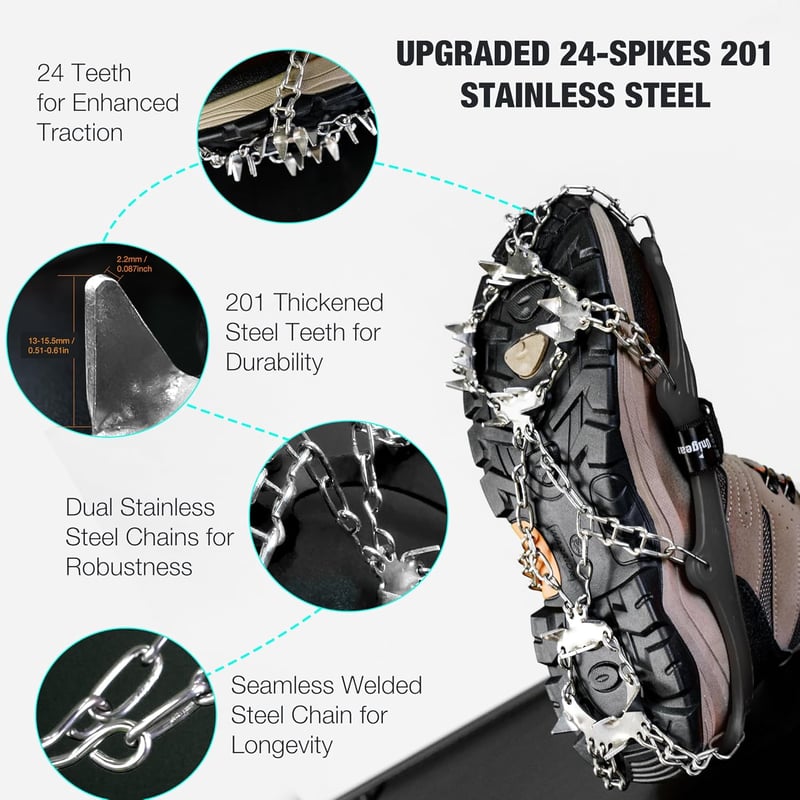 Unigear Crampons Cipőtüskék Jégre Hóra Túrázáshoz 24 Szöges Tapadó