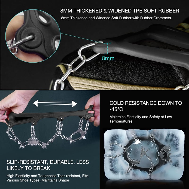 Unigear Crampons Cipőtüskék Jégre Hóra Túrázáshoz 24 Szöges Tapadó