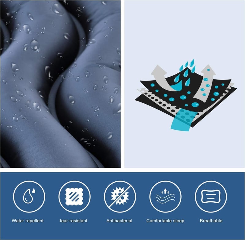 Unigear Felfújható Hálózsák Matrac Kék Beépített Párnával - Ultrakönnyű Vízálló Kemping Matrac 188x60cm 550g - Dark Blue With Cushion