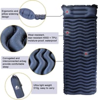 Unigear Felfújható Hálózsák Matrac Kék Beépített Párnával - Ultrakönnyű Vízálló Kemping Matrac 188x60cm 550g - Dark Blue With Cushion 4