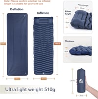 Unigear Felfújható Hálózsák Matrac Kék Beépített Párnával - Ultrakönnyű Vízálló Kemping Matrac 188x60cm 550g - Dark Blue With Cushion 2