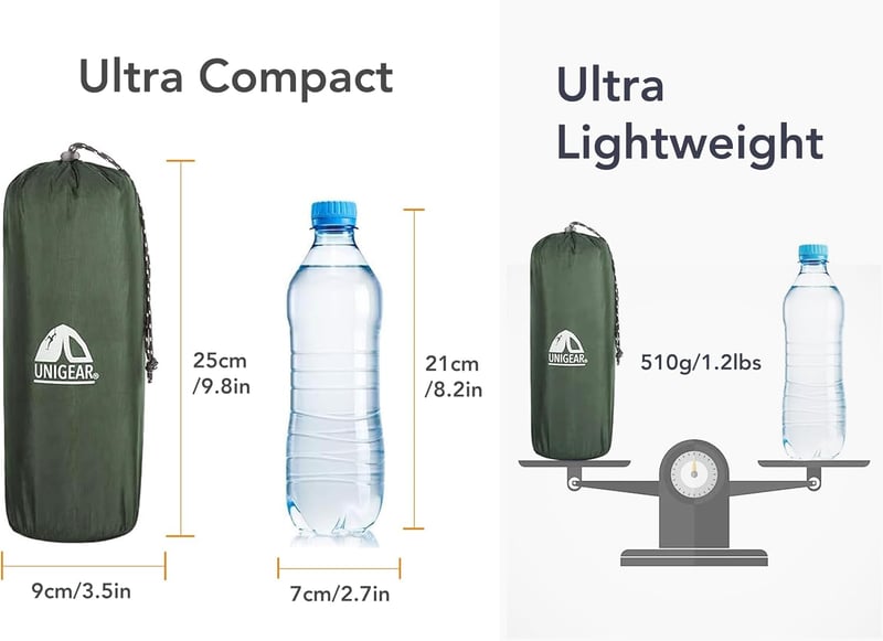 Unigear Felfújható Kempingmatrac Beépített Párnával - Ultrakönnyű Vízálló Túramatrac 200kg Teherbírással, Hullámszerkezetű Hálózsák Alátét K