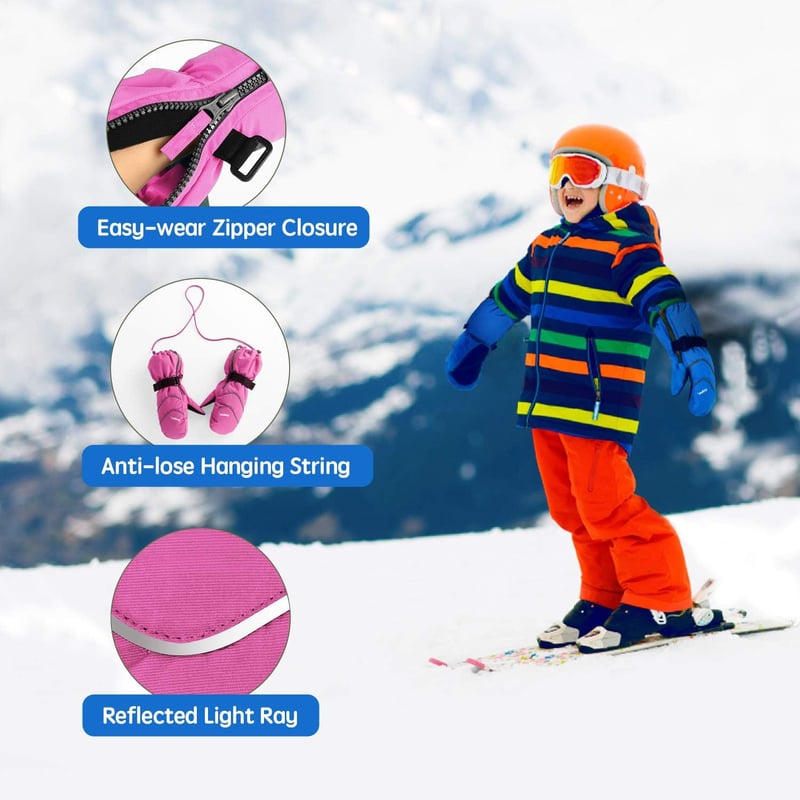 Unigear Gyermek Síkesztyű - Vízálló, Szélálló Téli Kesztyű Fiúknak és Lányoknak 2-8 Éves Korig, Lélegző Hőszigetelő Anyagból