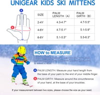 Unigear Gyermek Síkesztyű - Vízálló, Szélálló Téli Kesztyű Fiúknak és Lányoknak 2-8 Éves Korig, Lélegző Hőszigetelő Anyagból 2