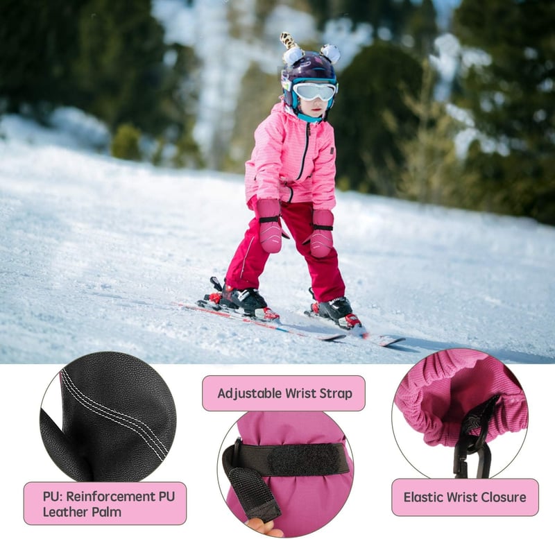 Unigear Gyermek Síkesztyű - Vízálló, Szélálló Téli Kesztyű Fiúknak és Lányoknak 2-8 Éves Korig, Lélegző Hőszigetelő Anyagból