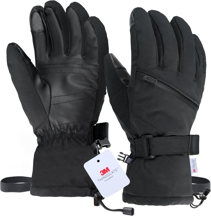 Unigear Vízálló Síkesztyű Felnőtteknek - Érintőképernyő-kompatibilis, Csúszásgátló, Hőszigetelt Kesztyű Sízéshez, Snowboardozáshoz, Korcsoly