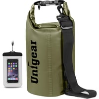 Unigear Vodotesný vak 2L - Vojenská zelená, Suchý vak na kajakovanie, rafting, kempovanie, rybárčenie, plávanie, na pláž, SUP túry 1
