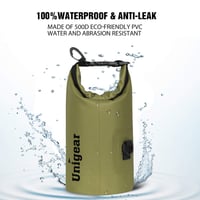 Unigear Vodotesný vak 2L - Vojenská zelená, Suchý vak na kajakovanie, rafting, kempovanie, rybárčenie, plávanie, na pláž, SUP túry 2