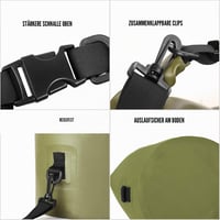 Unigear Vodotesný vak 2L - Vojenská zelená, Suchý vak na kajakovanie, rafting, kempovanie, rybárčenie, plávanie, na pláž, SUP túry 4