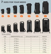 Unigear Vízhatlan szárazzsák hátizsák mobiltokkal, 2L 5L 10L 20L 30L 40L, hordszíjjal csónakhoz kajakhoz horgászathoz strandhoz campinghez 3