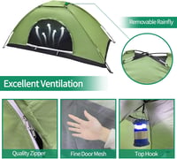 Cort ultralight tip dom pentru 2 persoane Uniguardian - impermeabil, dimensiune redusă la împachetare - maro 3