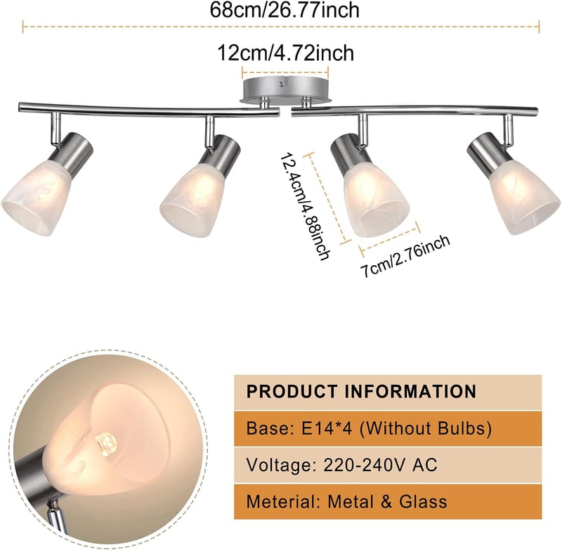 Unikcst 4 izzós LED mennyezeti spotlámpa E14 forgó modern lámpa nappalihoz 230V