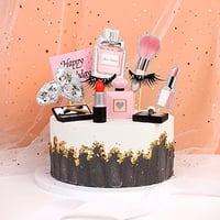Unimall Global 4 részes műgyanta tortadekoráció szett - smink, parfüm, szemhéjpáletta motívumok 6