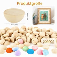 Mărgele din lemn tip semiglob UNINGYI 20 mm, semisfere naturale din lemn pentru artizanat, 200 buc. 4