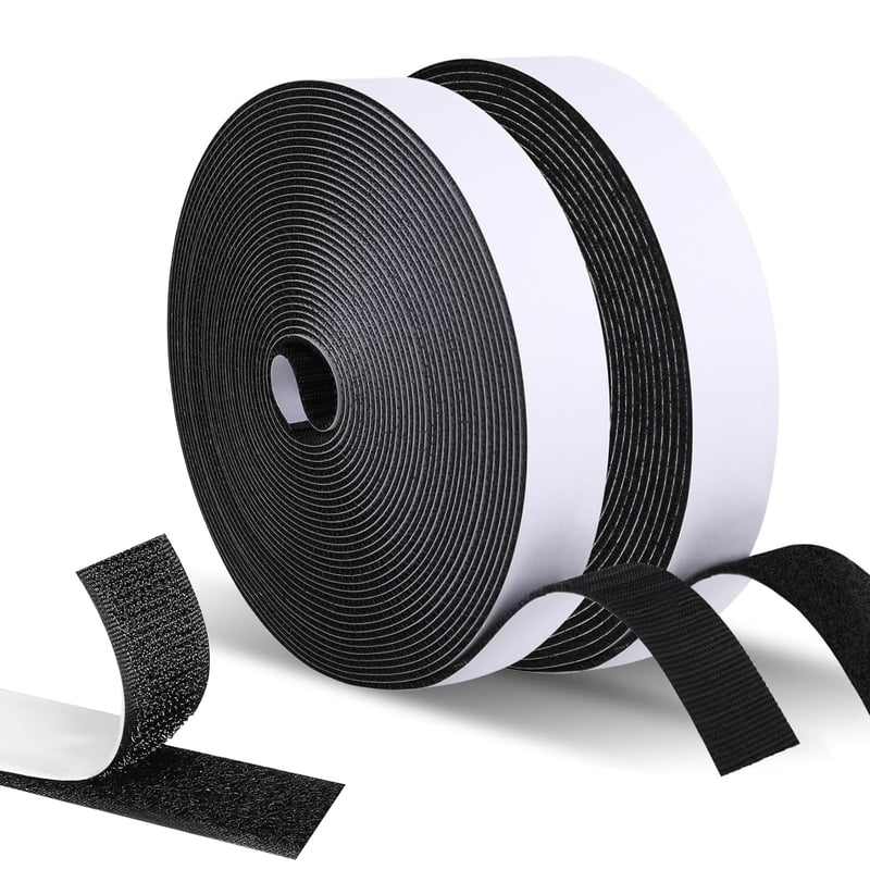 Bandă adezivă cu scai cu două fețe UNINGYI - negru - 2 cm x 10 m