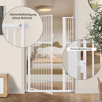 Unipaws vrata za pse, visina 142 cm, širina 75-95 cm, montaža pod pritiskom, zaštitna vrata za mačke i kućne ljubimce za vrata i stepeništa, s prolazom, bijela 3