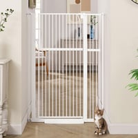 Unipaws vrata za pse, visina 142 cm, širina 75-95 cm, montaža pod pritiskom, zaštitna vrata za mačke i kućne ljubimce za vrata i stepeništa, s prolazom, bijela 8