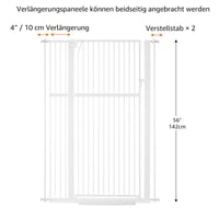 Unipaws vrata za pse, visina 142 cm, širina 75-95 cm, montaža pod pritiskom, zaštitna vrata za mačke i kućne ljubimce za vrata i stepeništa, s prolazom, bijela 6