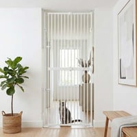 Unipaws bezpečnostná brána pre mačky, výška 190 cm, automatické zatváranie, bez vŕtania, šírka 53-86 cm, biela, pre mačky a psov 10