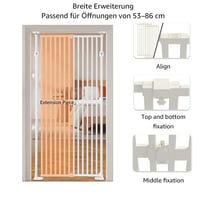Unipaws bezpečnostná brána pre mačky, výška 190 cm, automatické zatváranie, bez vŕtania, šírka 53-86 cm, biela, pre mačky a psov 6