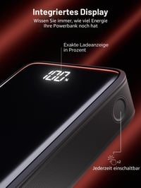 UNIQO Power LCD 20K Powerbank 20000mAh – PD 3.0 PPS 22,5W gyorstöltés, LCD kijelző, USB-C, USB-A, iPhone töltő, hordozható, fekete 4