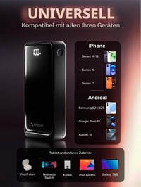 UNIQO Power LCD 20K Powerbank 20000mAh – PD 3.0 PPS 22,5W gyorstöltés, LCD kijelző, USB-C, USB-A, iPhone töltő, hordozható, fekete 5