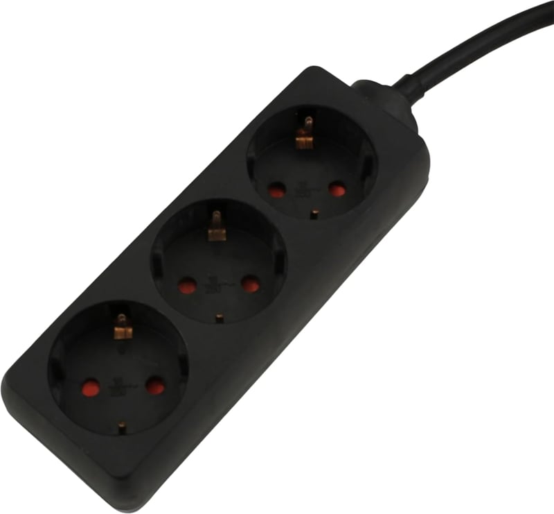 Unitec 3 részes elosztó 3m kábellel 3x1,5mm² fekete - black