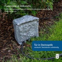 Priză exterioară Unitec IP44 cu aspect de piatră, 2 prize Schuko, cutie de distribuție pentru grădină, priză de exterior rezistentă la intemperii, 44244 4