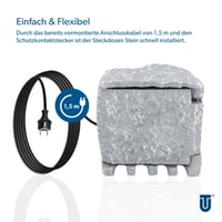 Priză exterioară Unitec IP44 cu aspect de piatră, 2 prize Schuko, cutie de distribuție pentru grădină, priză de exterior rezistentă la intemperii, 44244 5