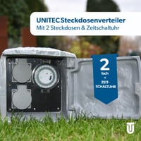 Priză exterioară Unitec IP44 cu aspect de piatră, 2 prize Schuko, cutie de distribuție pentru grădină, priză de exterior rezistentă la intemperii, 44244 7