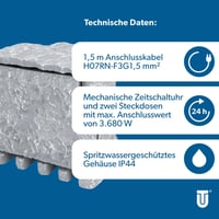 Priză exterioară Unitec IP44 cu aspect de piatră, 2 prize Schuko, cutie de distribuție pentru grădină, priză de exterior rezistentă la intemperii, 44244 3