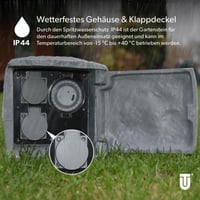 Priză exterioară Unitec IP44 cu aspect de piatră, 2 prize Schuko, cutie de distribuție pentru grădină, priză de exterior rezistentă la intemperii, 44244 2