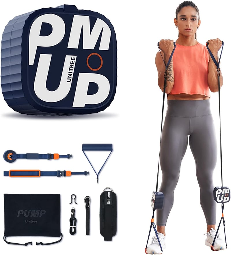 Káblový posilňovací stroj Unitree PUMP Pro domáca fitness stanica - energetická modrá