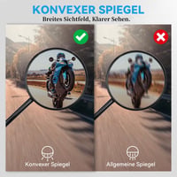 Univerzálne motocyklové spätné zrkadlo s homologizáciou E9, závit M8, 360° otočné okrúhle spätné zrkadlo pre skútre, ATV, štvorkolky, mopedy, čierne, 2 ks 6