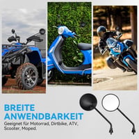 Univerzálne motocyklové spätné zrkadlo s homologizáciou E9, závit M8, 360° otočné okrúhle spätné zrkadlo pre skútre, ATV, štvorkolky, mopedy, čierne, 2 ks 4