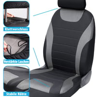 UniVexx Súprava autopoťahov 2 ks – Univerzálne na predné sedadlá s výrezom pre airbag – Sivý polyesterový materiál – Priedušné a ľahko čistiteľné 2