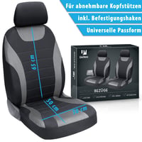 UniVexx Súprava autopoťahov 2 ks – Univerzálne na predné sedadlá s výrezom pre airbag – Sivý polyesterový materiál – Priedušné a ľahko čistiteľné 6