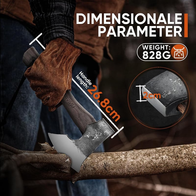 Univinlions 27 cm kézműves hasító fejsze 800g bushcraft camping baltával