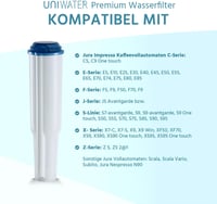 UNIWATER 4db Vízszűrő Patron Jura Kávéfőzőhöz 2009-ig Fehér Patron 4