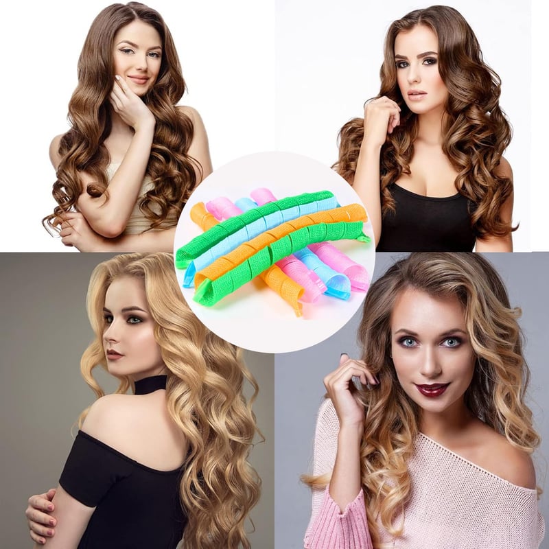 Unnosin 40 db spirál hajcsavaró szett 55 cm, hőmentes göndörítő, 2 db styler horoggal, 4 szín