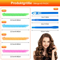 Unnosin 40 db spirál hajcsavaró szett 55 cm, hőmentes göndörítő, 2 db styler horoggal, 4 szín 2